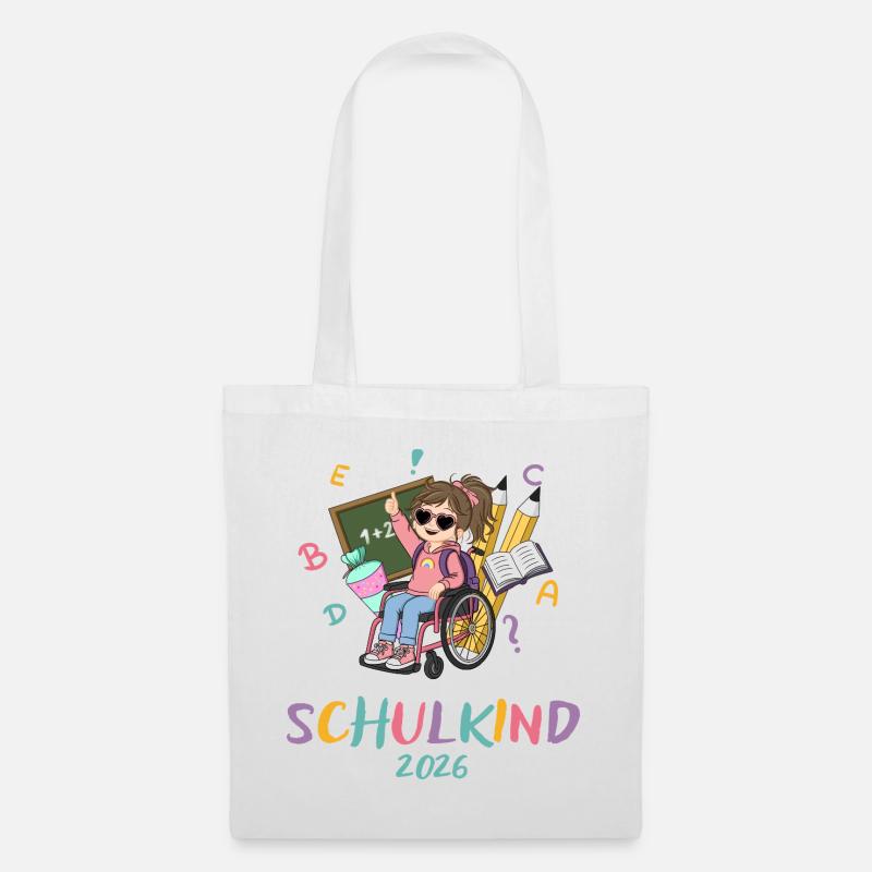 Schulkind 2026 Regenbogen Stil - Stoffbeutel - Weiß