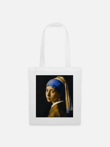 Vermeer-Blaue Turban-Gesicht - Stoffbeutel - Weiß