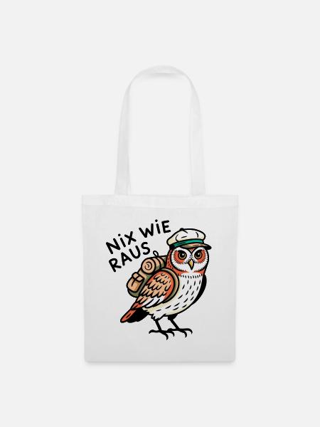 Eule mit Rucksack - Stoffbeutel - Weiß