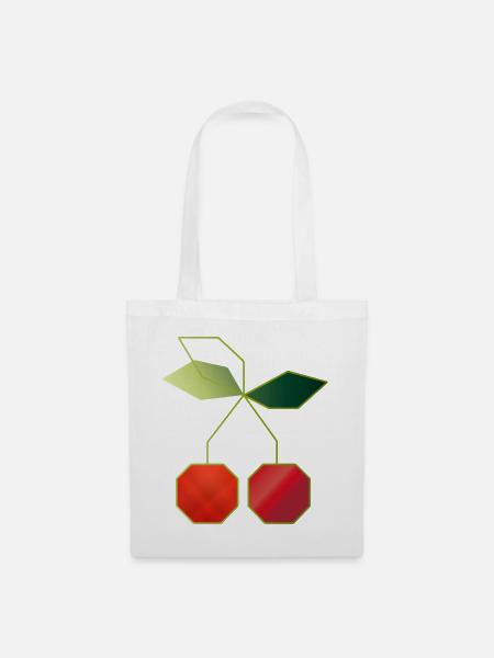 Minimalistische Kirschen Illustration - Stoffbeutel - Weiß