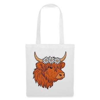 Scottish Highland cattle with daisies - Tote Bag - white - Front