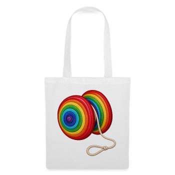 Buntes Jo-Jo – Stickmotiv Optik  - Stoffbeutel - Weiß - Vorne