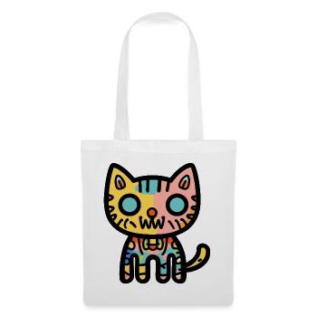 Halloween Zombie Katze Bunt - Stoffbeutel - Weiß - Vorne