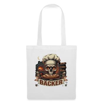 Totenkopf Bäcker Motiv - Stoffbeutel - Weiß - Vorne