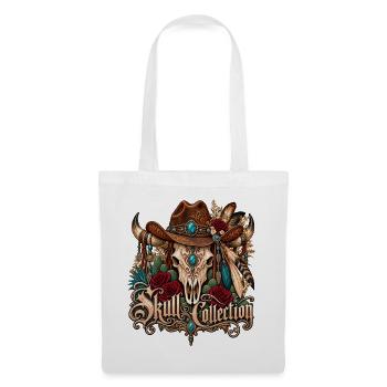 Skull Biker Buffalo Skull Horned Hut - Stoffbeutel - Weiß - Vorne