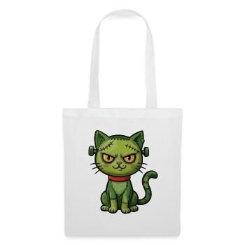 Grüne Zombie-Katze - Stoffbeutel - Weiß - Vorne