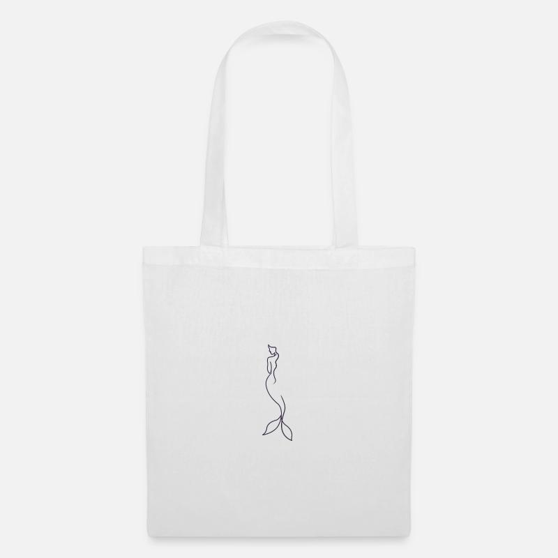 Meerjungfrau Silhouette Märchen Hand gezeichnet - Stoffbeutel - Weiß