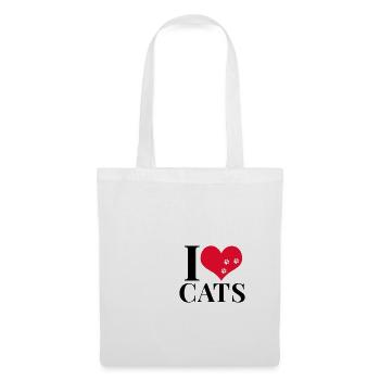 J'aime les chats - Sac en tissu - blanc - Devant