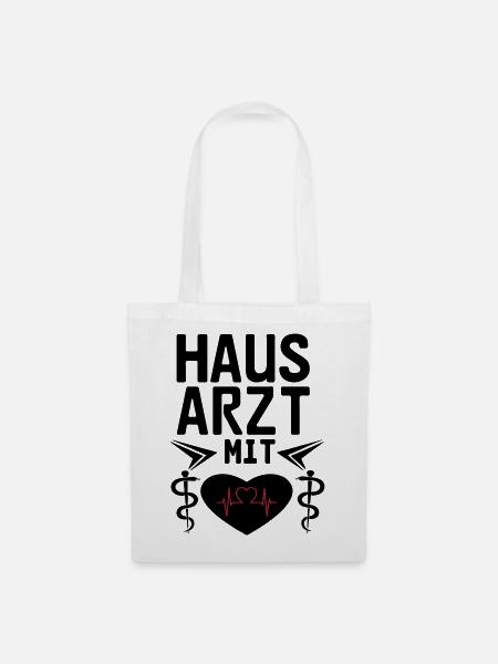 Hausarzt mit Herz Geschenk - Stoffbeutel - Weiß