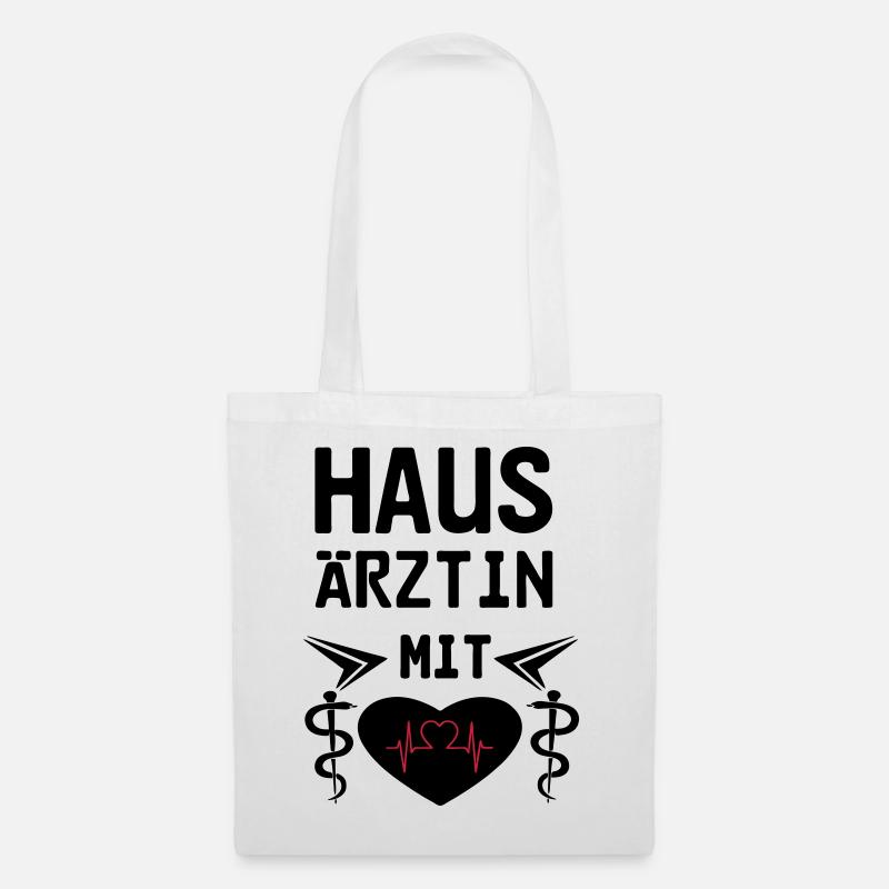 Hausärztin mit Herz Geschenk - Stoffbeutel - Weiß