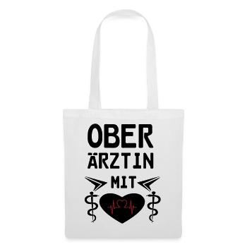 Oberärztin mit Herz Geschenk - Stoffbeutel - Weiß - Vorne