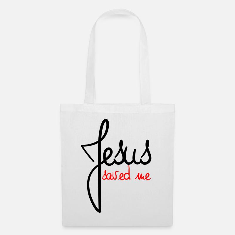 Jesus saved me black and red - Stoffbeutel - Weiß