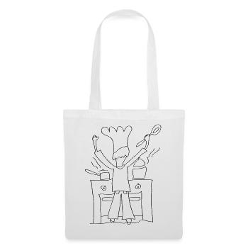 Papa’s Cooking Line Art – Funny Kitchen Gift - Stoffbeutel - Weiß - Vorne