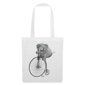 Eléphant drôle - Sac en tissu - blanc - Devant