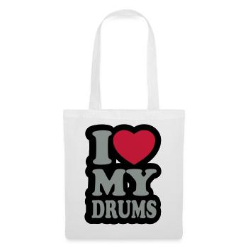 I love my drums - J'aime mes tambours - Sac en tissu - blanc - Devant