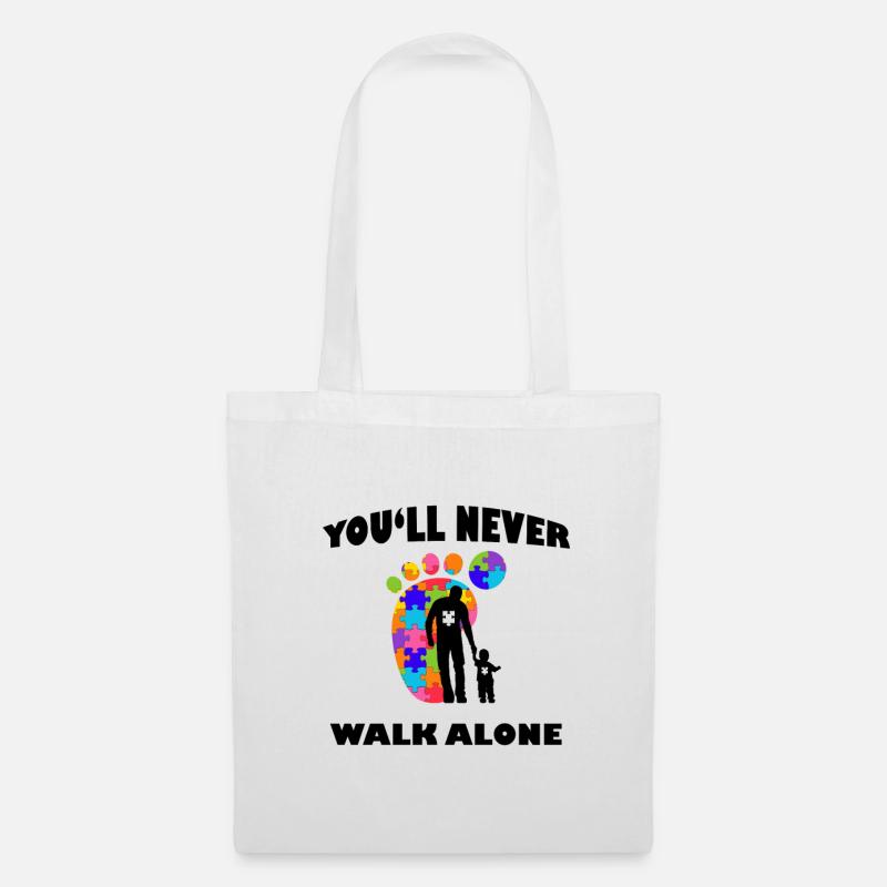 Never Alone Alone Father & Son Autism Awaren - Stoffbeutel - Weiß