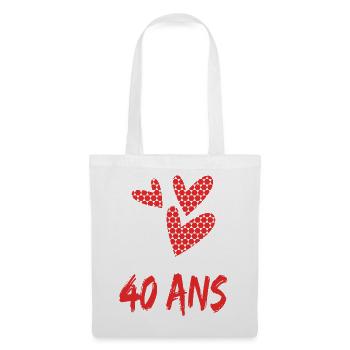 40. 40 ANS. 40e ANNIVERSAIRE. ANNIVERSAIRE 40 ANS. - Sac en tissu - blanc - Devant