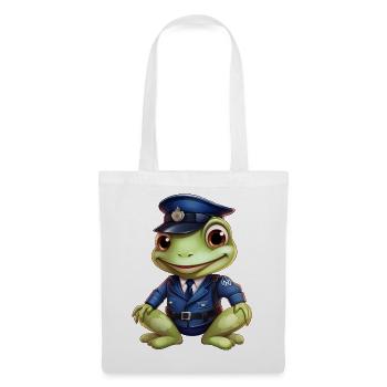 Frosch Polizist - Stoffbeutel - Weiß - Vorne