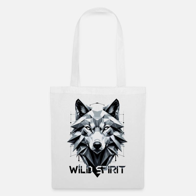 Geometrischer Wolf Tribal Design - Stoffbeutel - Weiß