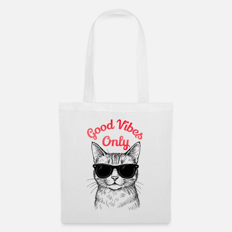 GoodVibesOnly – Coole Katzen Illustration - Stoffbeutel - Weiß
