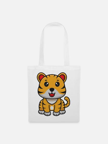 Tiger-Karikatur - Stoffbeutel - Weiß