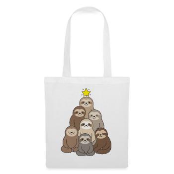 Mignon paresseux arbre de Noël Noël le plus mignon - Sac en tissu - blanc - Devant