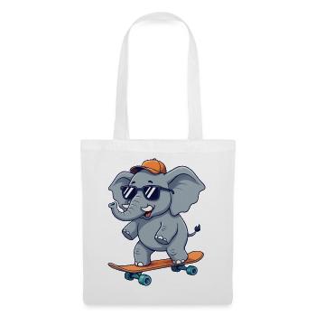 Drôle d’Elephnat patinant sur un skateboard cartoon Skate - Sac en tissu - blanc - Devant