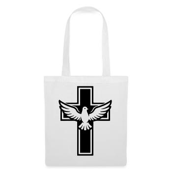 Colombe croix chrétienne - Sac en tissu - blanc - Devant