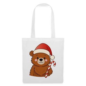 Cute Christmas Bear with Candy Cane - Tote Bag - white - Front