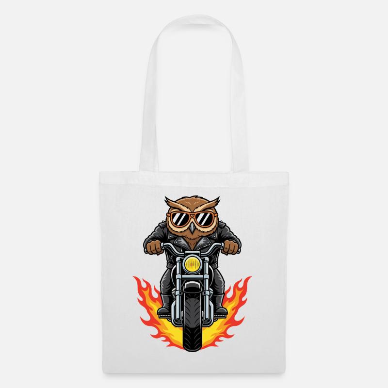 Cool Biker Owl Motorradflammen - Stoffbeutel - Weiß