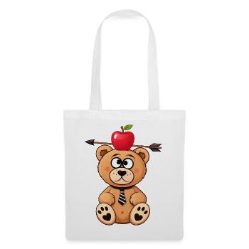 Funny bear with apple and arrow - Tote Bag - white - Front