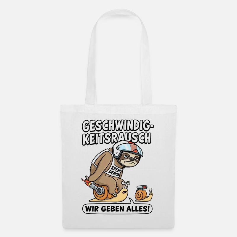 Geschwindigkeitsrausch: Schnelle Schnecke - Stoffbeutel - Weiß