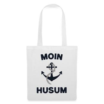 Moin Husum – Maritimes Anker-Design - Stoffbeutel - Weiß - Vorne