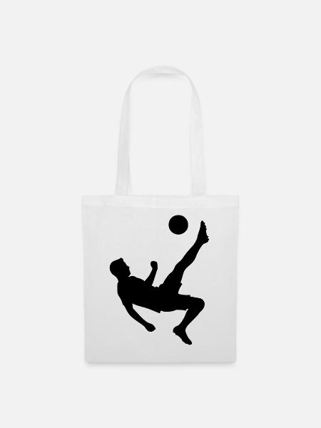Fußball Action Schuss Silhouette Logo - Stoffbeutel - Weiß