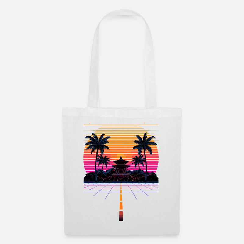 Vaporwave Synthwave Retro Pixel Aesthetic Design - Stoffbeutel - Weiß