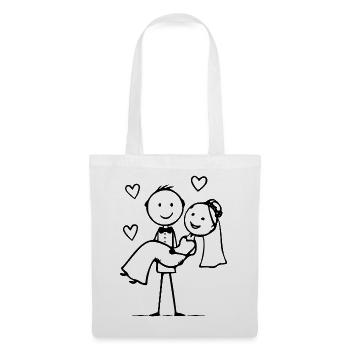Wedding Couple Cartoon Heart - Tote Bag - white - Front