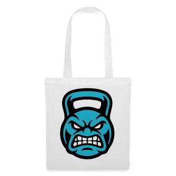 Kettlebell Gesicht Logo - Stoffbeutel - Weiß - Vorne