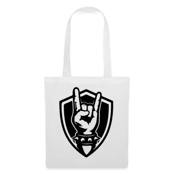 Rock Handzeichen Wappen Symbol Schwarz - Stoffbeutel - Weiß - Vorne