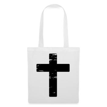 Kreuz used look - Stoffbeutel - Weiß - Vorne