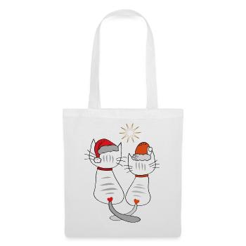 Weihnachtskatzen  - Stoffbeutel - Weiß - Vorne