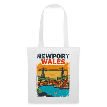 Retro Newport Wales City Skyline Sept - Stoffbeutel - Weiß - Vorne