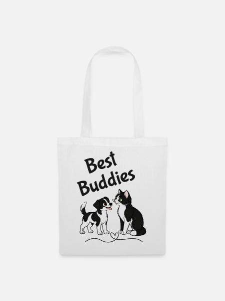 Best Buddies  - Hund und Katze - Stoffbeutel - Weiß