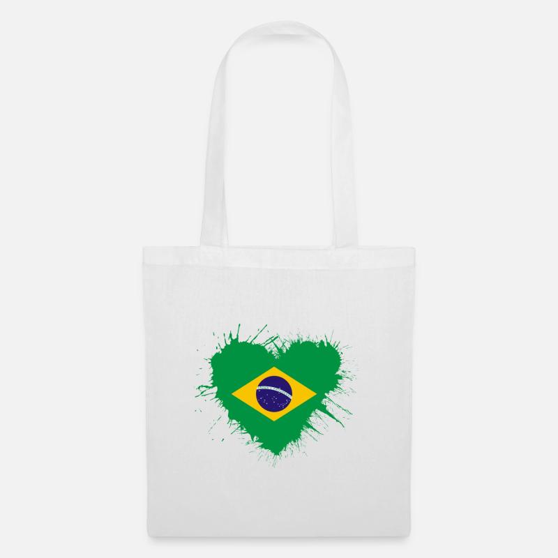 Brasilien Herz Flagge - Stoffbeutel - Weiß