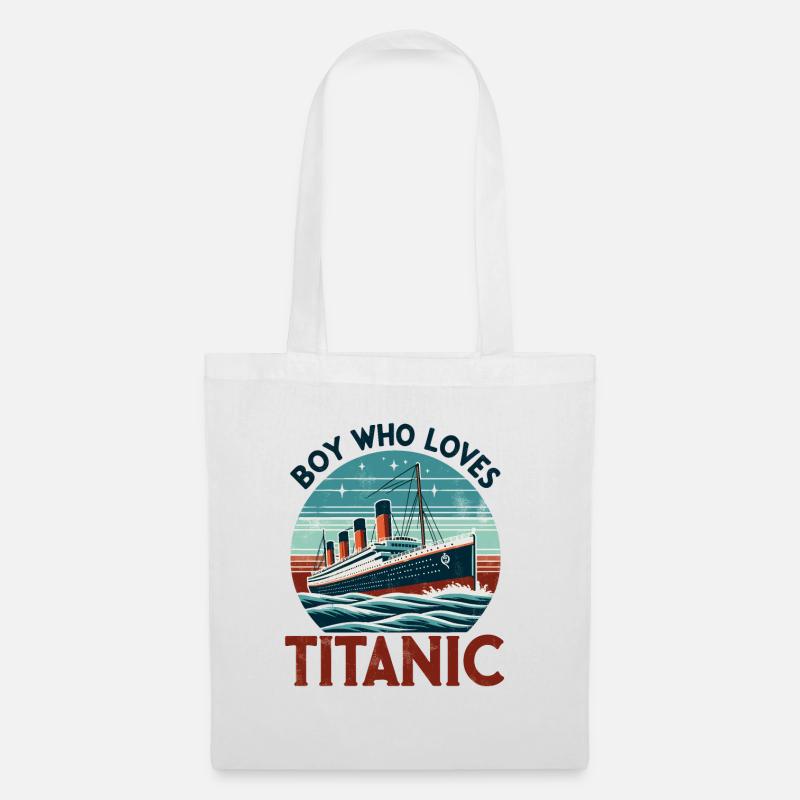 Junge liebt RMS Titanic Nur ein Junge, der liebt - Stoffbeutel - Weiß