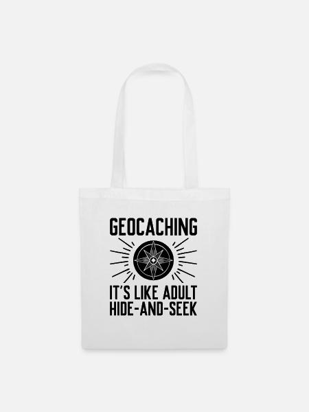 Geocaching Geocache Lustiger Geocacher Geocacher Sayi - Stoffbeutel - Weiß
