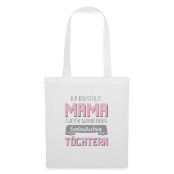 Mama 2 Töchter Stolz Zwillinge Muttertag - Stoffbeutel - Weiß - Vorne