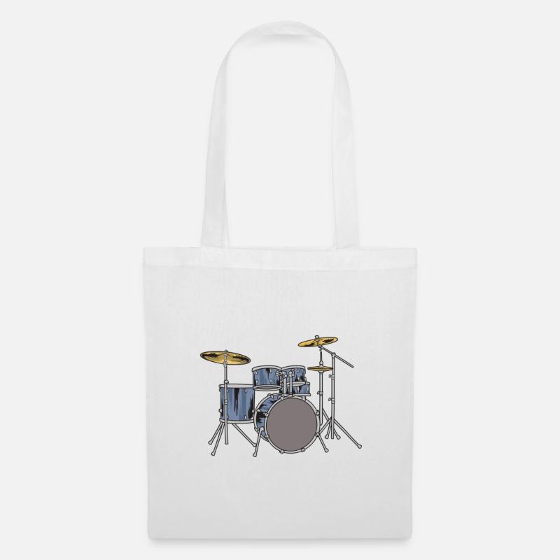 Drums Drummer Drumkit Drumset Musiker Instrument - Stoffbeutel - Weiß