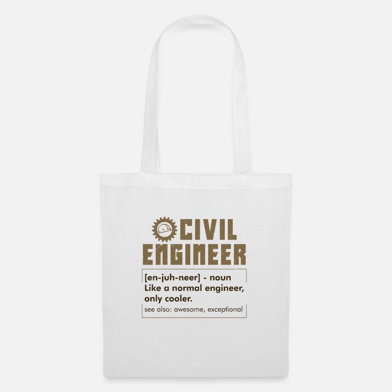 CIVIL ENGINEERING: Civil Engineer Definition - Tote Bag - white