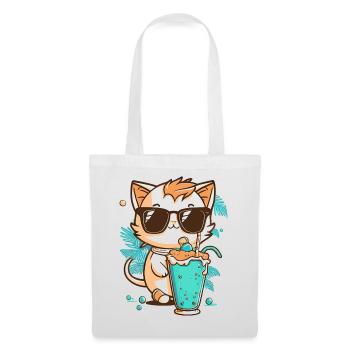 Chat en vacances d’été - Sac en tissu - blanc - Devant