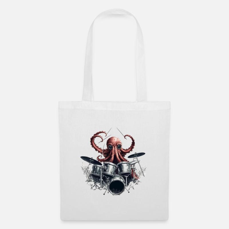 Drumtopus – Der Oktopus mit Beat im Blut - Stoffbeutel - Weiß